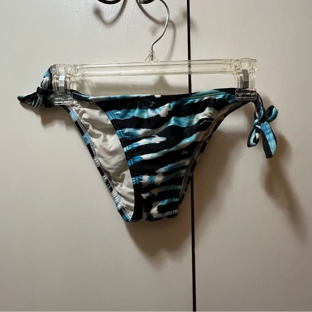 Blue and Black Tie-Dye Bikini Bottom